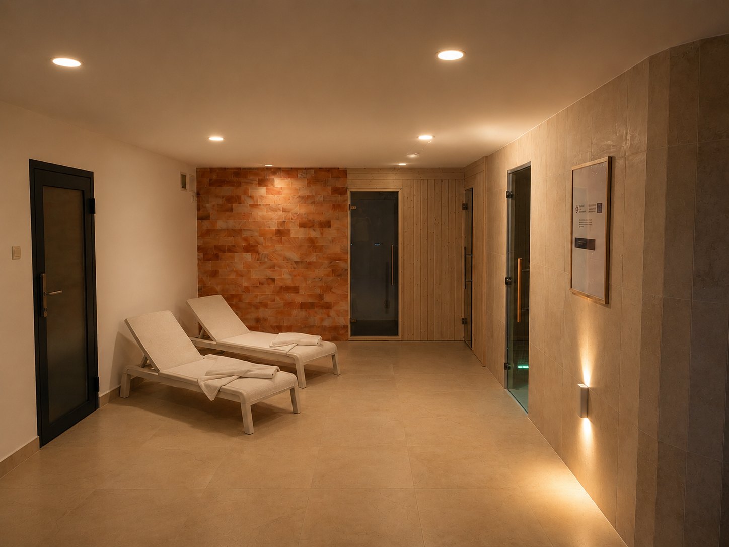 Strefa relaksu, sauny i leżanki w Strefie SPA Pensjonatu Krzysin